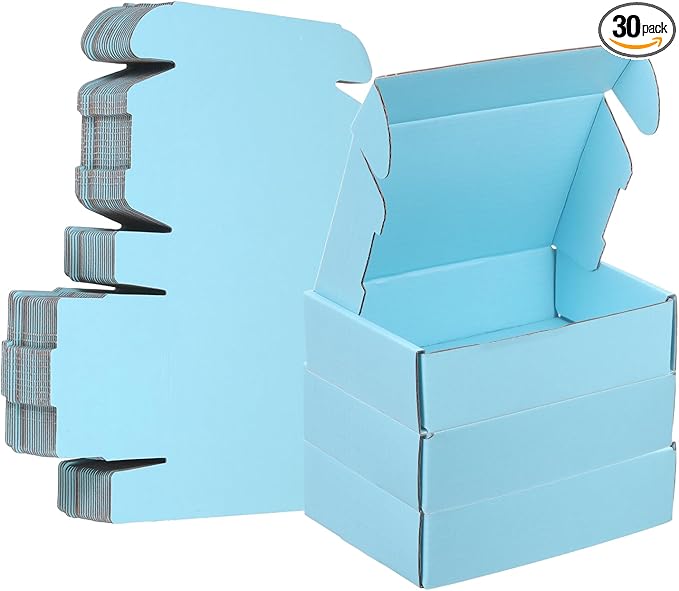 PATIKIL 6 x 4 x 1.6 Inch Shipping Boxes, 30 Pack Color Corrugated Cardboard Box Cute Carton Boxes Literature Mailer for Mailing Packaging Small Business Gift Storage, Blue