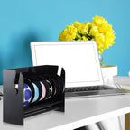 Qilery Adjustable Label Dispenser Acrylic Roll Sticker Dispenser Sticker Holder Organizer Label Stand for Holding Office and Home(7 Disks Black)