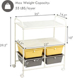 Giantex Rolling Storage Cart w/ 4 Drawers 2 Shelves Metal Rack Shelf Home Office School Beauty Salon Utility Organizer Cart with Wheels (Yellow)
