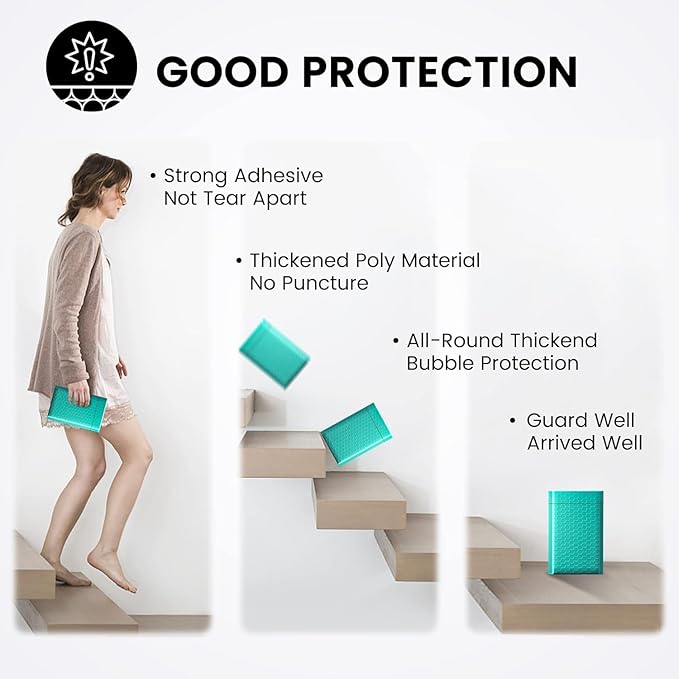 Fuxury Bubble Mailers 4x8" Teal Padded Envelopes 1000Pack Strong Adhesion Thick Padded Mailers for Small Business Mailing Small Items,Jewelry,Makeup