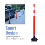 BESEA 8PCS 48" Traffic Delineator Posts with Detachable Base & High-Visibility Reflective Collars,Orange Durable Flexible Safety Cones for Work Zones, Parking Lots, and Roadways