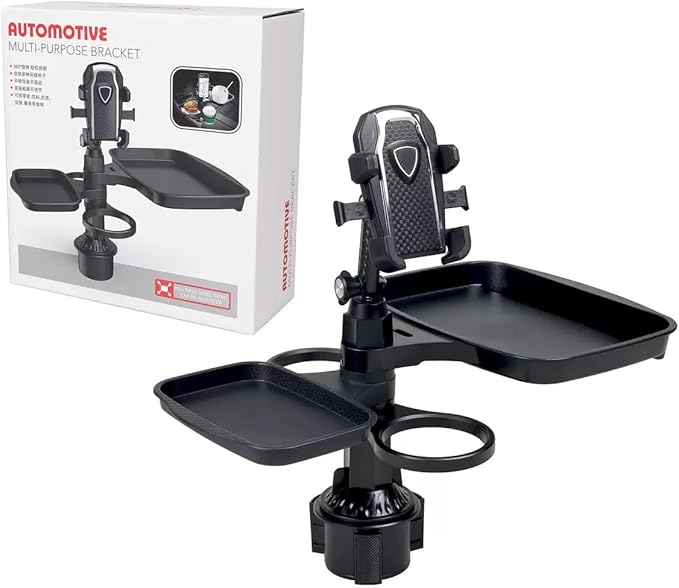 5 in 1 Car Table Tray，Mobile Phone Holder Car Cup Holder Tray ，360° Rotation Cup Holder Tray for Car，Compatible with Vehicles, Car, Road Trip Essentials