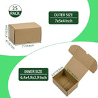 7x5x4 Inches Shipping Boxes Set of 25, Brown Corrugated Cardboard Box Literature Mailer for Packing Small Business