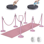 kaiyomi 6Pcs Stanchions Posts Velvet Ropes with Pink Carpet and Sign Frame, Water or Sand-Fillable Base, Suitable for 8.5" x 11" A4 Paper Size Sign Frame for Pink Carpet Party Decoration (Pink)