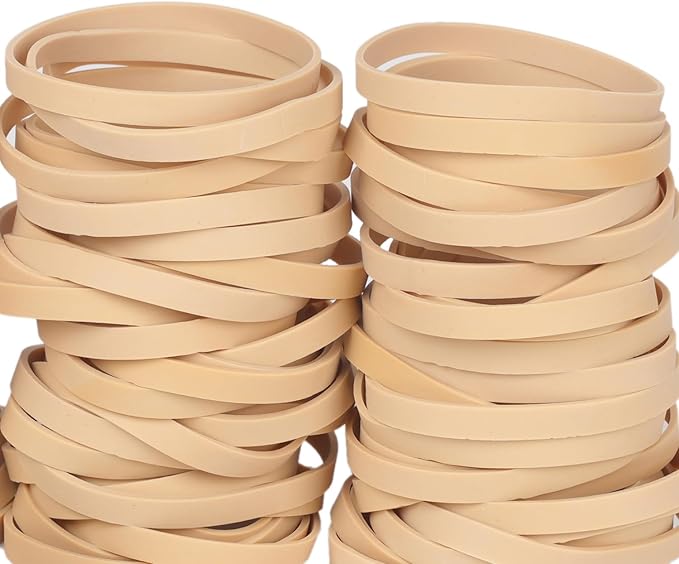 Rubber Bands Size #64, Elastic Band Beige 0.5bl about 110Pcs Wide Rubber Band For Office Home Supplies(3 1/2" x 1/16")