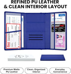 LINTRU Car Registration and Insurance Holder Trifold, Oversized Fit with Reinforced Construction, Matte PU Leather Vehicle Glove Box Organizer for Documents, Car Accessories for Men and Women
