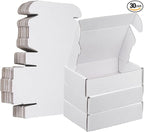 PATIKIL 6 x 4 x 1.6 Inch Shipping Boxes, 30 Pack Color Corrugated Cardboard Box Cute Carton Boxes Literature Mailer for Mailing Packaging Small Business Gift Storage, White