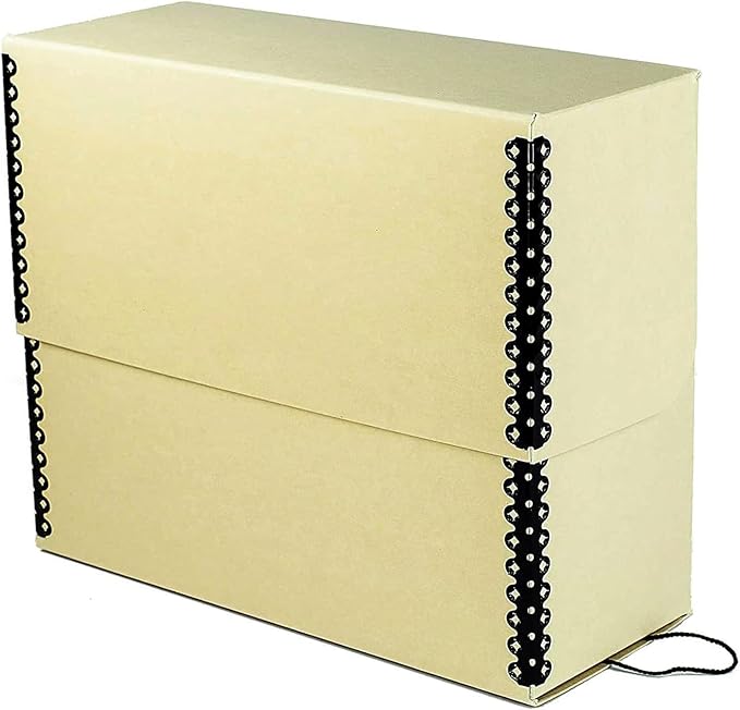 Lineco Archival Document Storage Box with Metal Edge, Acid-Free Tan Boxboard, Organize and Store Files, Prints, Photos, Letter-Sized Case 12.5" x 10.5" x 5" Wide