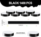 REHALY 1400 Pcs Neon Wristbands for Events - Waterproof Paper Bracelets (Black)