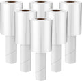Frienda 6 Pcs 4 Inch Plastic Stretch Wrap Film Roll 500ft Clear Mini Moving Plastic Wrap Roll with Handle 80 Gauge Shrink Wraps Industrial Strength Shrink Film for Moving, Packing, Self Adhering