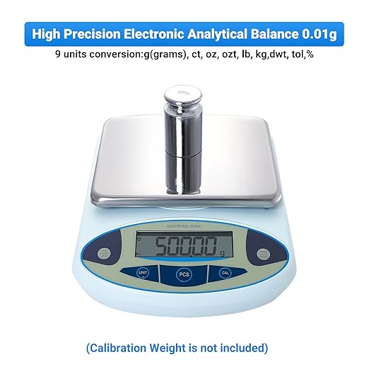 FOUR E'S SCIENTIFIC Lab Scale 3000gx0.01g High Precision 0.01g Accuracy Laboratory Analytical Balance Science Scale/Kitchen Scale, Without Calibration Weights