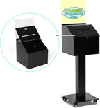 Suggestion Box with Stand, Heavy Duty Metal Floor Standing Offering Box with Lock and Key, Ballot Box with Sign Holder for Voting, Charity, Church and Event Fundraising