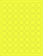 NextDayLabels - 8-1/2 x 11 Neon Color High Light Fluorescent Labels for Laser & Inkjet Printer (Yellow Fluorescent, 1" Round - 63 per Page - 1575 Labels)