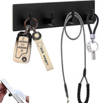 Kingdong Key Holder for Wall 304 Stainless Key Hooks Adhesive Key Holder Wall Mount Key Hanger with 4 Heavy Duty Hooks Key Organizer for Kitchen, Bedroom, Bathroom (Black(4 Hooks))
