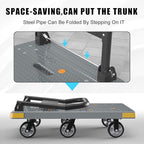 WUD Push Cart, Folding Mobile Platform Trolley,Thickened and Reinforced, 360° Swivel Wheels,47.2 “L x 27.5 ”W, 1764 lb,Gray