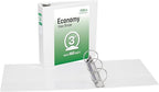 Office Essentials Economy View 3 Ring Binders, 3" Round Rings, 3.5" Spine, 460-Sheet Capacity, White Binders (4-Pack of 03148)