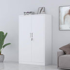 Metal Storage Cabinet with Locking Doors and 3 Adjustable Shelves, 53.5-Inch Tall Lockable Steel Storage Cabinets for Home Office Garage Pantry (White)