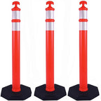 3PACK BESEA Traffic Delineator Cone 45”High Orange Traffic Safety Delineator Cones with Heavy Duty Rubber Base for Construction Site, Road Parking, People Control in Public(3PACK)