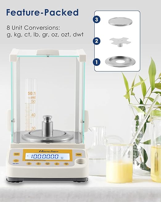 Hanchen Electronic Analytical Balance, 0.1mg 220g Precise Digital Scale for Lab Pharmacy Chemical Plant Jewelry Store 220g/0.0001g