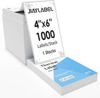 4x6 Thermal Shipping Label Mailing Stickers Paper for Direct Thermal Label Printer USPS UPS Address Fanfold Big Packing White Color 1000 Labels/Stack,1 Stack