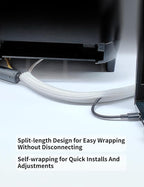 Cable Management Split Wire Loom Sleeve - Cord Hider & Protector for Desk, Pet Chew Proof, Wire Cover Organizer, Flexible Tube for Wires and Cables (5/16 Inch 25FT, White)