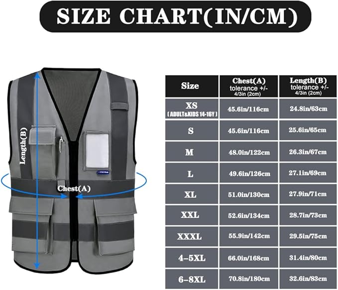 A-SAFETY high visibility reflective vest grey
