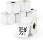 BETCKEY - 2 Inch/51 mm Round Removable Film Label - Durable Waterproof - Compatible with Zebra & More Label Printer, Perforated [6 Rolls, 8280 Labels]