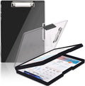 Clipboard with Storage,Heavy Duty Clip Boards 8.5x11 with 2 Storage Case,Clear Visible Top Panel Storage Clipboards,Side Opening Clip Boards,Nursing Clipboard Folder Case for Office Supplies-Black