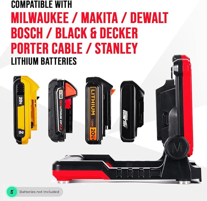 Master Tailgaters FLUD LED Work Flood Light Compatible with Makita/Milwaukee/Dewalt/Bosch/Black & Decker, Porter Cable, Stanley 18v-20v Battery