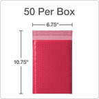 Quality Park Bubble Mailers, 6 x 9 Shipping Envelopes, Water Resistant Red Poly Padded Envelopes, Redi-Strip Peel Off Closure, 50 Per Box (QUA85864)