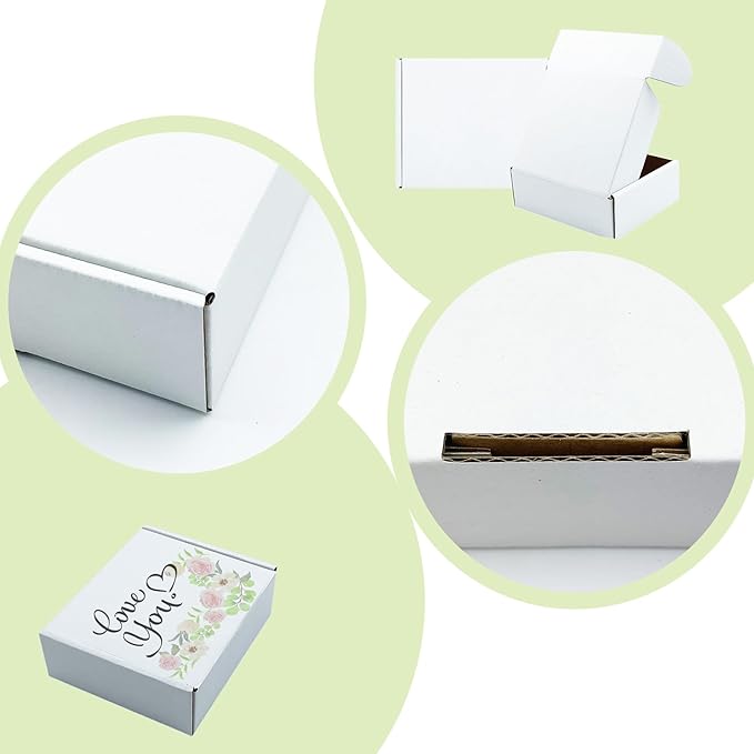 White Shipping Boxes 6x5x2 inch 50 Pack,Corrugated Boxes Mailer Packaging for Mailing Small Business，E-Commerce Gift Boxes for Wrapping Present Moving Storage Heavy Duty Recycled Cardboard Boxes