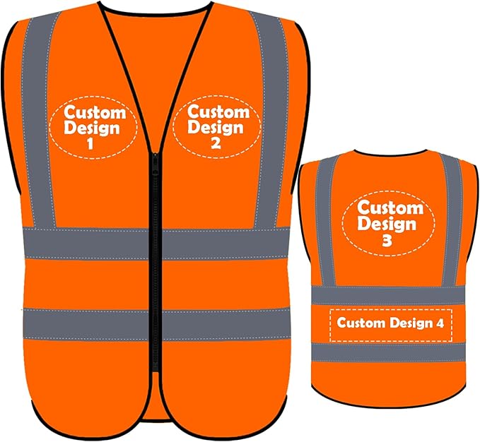 BeautyWill Custom Safety Vest Customized Logo Class 2 High Visibility Reflective Vest with Pockets Construction workwear