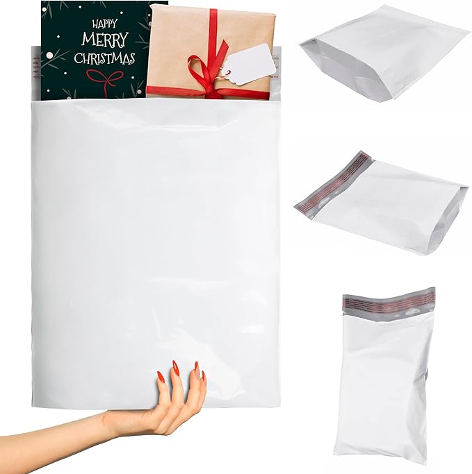 ABC PACK & SUPPLY White Gusseted Poly Mailers, 13 x 16 x 4 Inch. Pack of 500 Expansion Poly Mailers Bags. Shipping Envelopes for Clothing, 2.5 Mil. Plastic Shipping Bags Self Seal. Mailing Packages