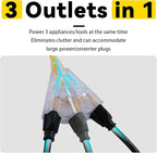 EP 3 Ft Lighted GFCI Extension Cord with 3 Electrical Power Outlets - 12/3 SJTW Heavy Duty Yellow Pigtail Extension Cable with 3 Prong Grounded Plug for Safety, UL Listed