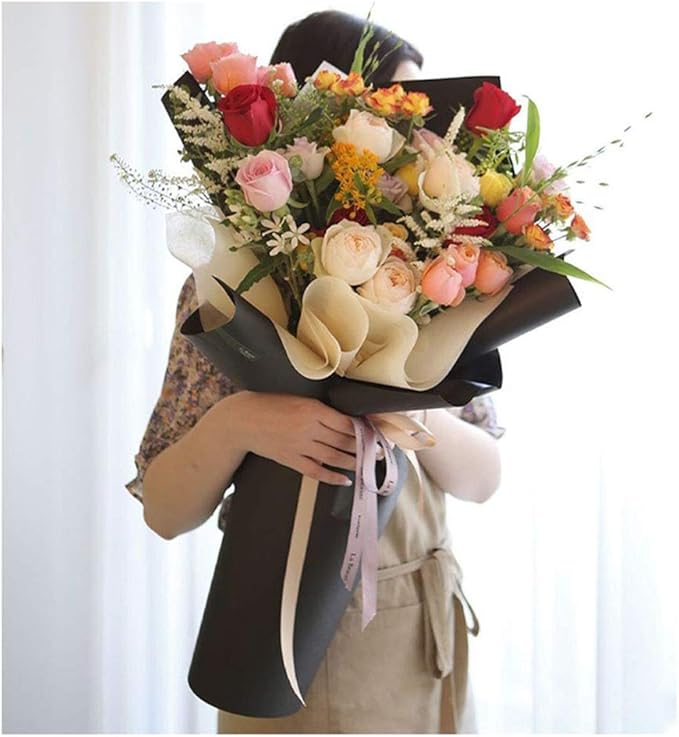 FWSA WRAPS Flower Wrapping Paper Roll Korean Floral Bouquet Packing Supplies Waterproof Fresh Flowers Gift Packaging Marterials (COLOR 17) 22.8 x 396 inches