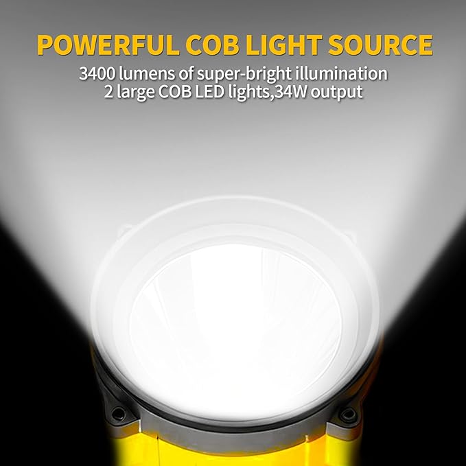 LED Work Light Compatible with DEWALT, Portable Dual Head Handheld Spotlight with 600 Yard Distance - 64W LED Lighting for Dewalt 18V 20V Max Battery for Outdoor Construction, Battery Not Included