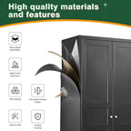 Letaya Wardrobe Armoire Closet,72" H Metal Storage Cabinet with Adjustable Shelves and Hanging Rod,Bedroom Armoire Cabinet Clothes Organizer (Black)