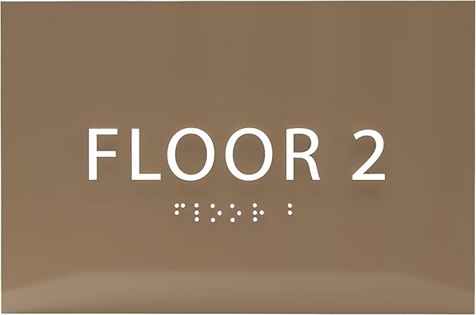 6" X4" Floor 2 Sign - ADA Compliant Tactile Graphics Grade 2 Braille Text | Wall Mount Plastic Directional Assistance, Floor Number Sign for Office, Schools, Hospitals, Apartments