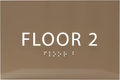 6" X4" Floor 2 Sign - ADA Compliant Tactile Graphics Grade 2 Braille Text | Wall Mount Plastic Directional Assistance, Floor Number Sign for Office, Schools, Hospitals, Apartments