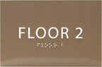 6" X4" Floor 2 Sign - ADA Compliant Tactile Graphics Grade 2 Braille Text | Wall Mount Plastic Directional Assistance, Floor Number Sign for Office, Schools, Hospitals, Apartments