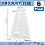 6 Pack 24 Inch Blank Floor Sign White A-frame Foldable Caution Sign Write-On Double Sided Safety Warning for Pool Restaurant Restroom Office