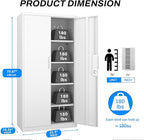 Metal Garage Storage Cabinet with Lock, 71" Tall Steel Storage Locker with 4 Adjustable Shelves, Heavy Duty Metal Cabinet for Garage, Office, Home, 31.5”W × 16.5”D, White