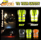 YOWESHOP High Reflective Visibility Safety Vest Custom Your Logo Safety Workwear with Reflective Strips and Pockets