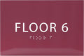 6" X4" Floor 6 Sign - ADA Compliant Tactile Graphics Grade 2 Braille Text | Wall Mount Plastic Directional Assistance, Floor Number Sign for Office, Schools, Hospitals, Apartments