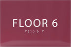 6" X4" Floor 6 Sign - ADA Compliant Tactile Graphics Grade 2 Braille Text | Wall Mount Plastic Directional Assistance, Floor Number Sign for Office, Schools, Hospitals, Apartments