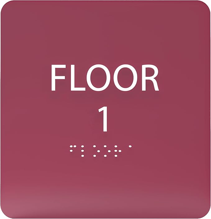 6" X6" Floor 1 Sign - ADA Compliant Tactile Graphics Grade 2 Braille Text Acrylic Wall Signs - Directional Assistance, Floor Number Safety Sign for Office, school Hospital, Apartment