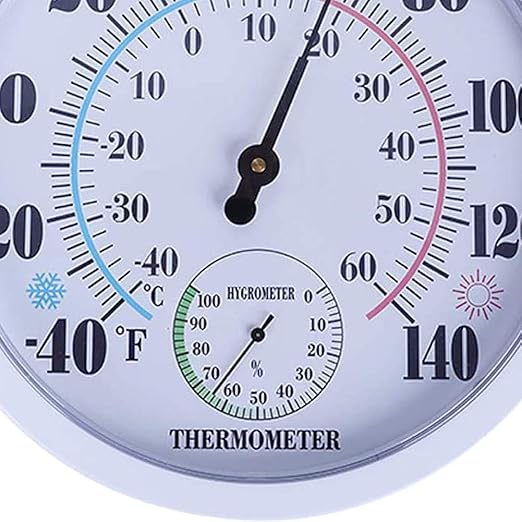 Indoor Outdoor Thermometer Hygrometer, Lirches Outdoor Thermometer Large Numbers, Decorative Outdoor Thermometers for Patio, No Battery Needed Wall Thermometer Round 10" in Diameter