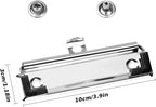 Meetory 15 Pack Clipboard Clips 3.94" Mountable Stainless Metal Clipboards Hardware with Rubber Grip and Hanging Hole(Included 30 Piece Rivets)