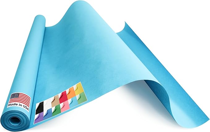 USA Made 36" x 1200" Light Blue Paper Roll, 45 lbs Thickness, American Quality Colored Kraft Paper for School, Bulletin Board, Arts & Crafts - Non-Toxic, Odorless, Safe for Kids