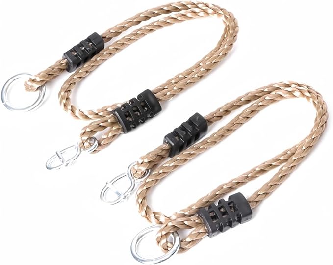 Set of 2 Tree Swing Nylon Ropes Indoor Outdoor Adjustable Hammock Swinging Chair Straps Hanging Kit for Adjustment or Extension - Holds to 700lbs (60 inch, Brown)